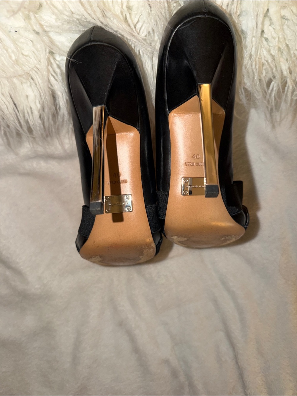 Michael Kors Collection Black Pointed Toe Pumps with Silver Metal Caps - Picture 6 of 8